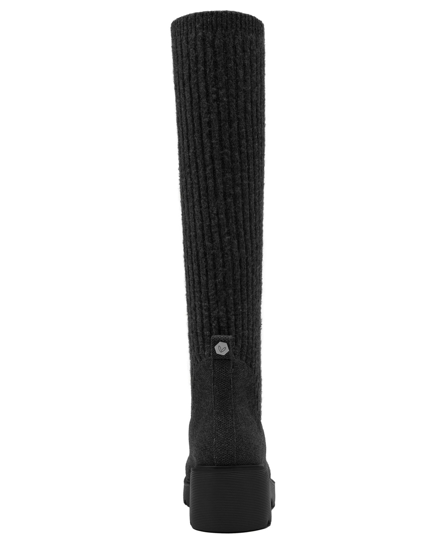 Женские ботинки VIVAIA Eduarda Round-Toe Knee-High Wool Wedge, цвет: Чёрный — фото 3
