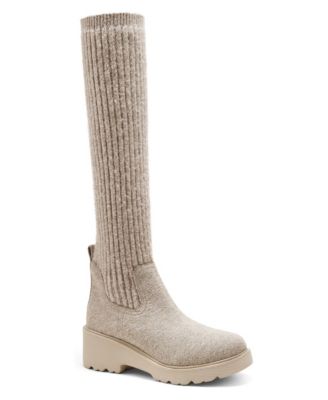 Women's Eduarda Round-Toe Knee-High Wool Wedge Boots