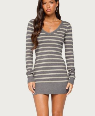 Women's Kerla Long-Sleeve Striped V-Neck Mini Dress