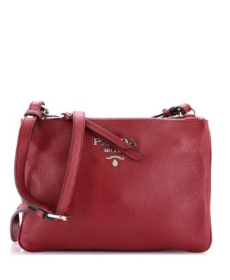 Small Double Zip Crossbody Bag Vitello Daino