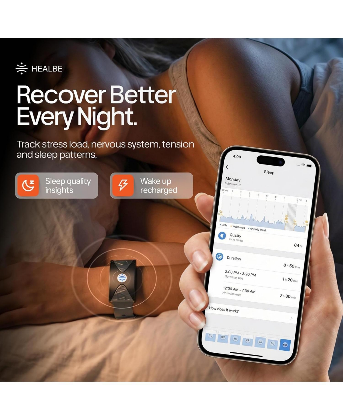 Healbe Start Control 2 Kit: Automatic Calorie Intake Smart Band Healbe GoBe U and Healbe Smart Floor Scales with Body Composition Analysis