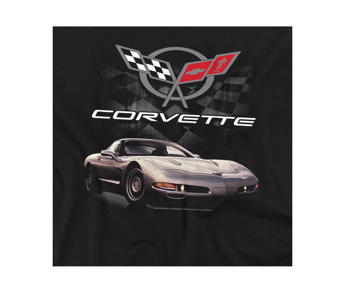 Мужская толстовка Corvette Checkered Past Graphic Long-Sleeve Classic-Fit Crewneck, цвет: Чёрный — фото 2