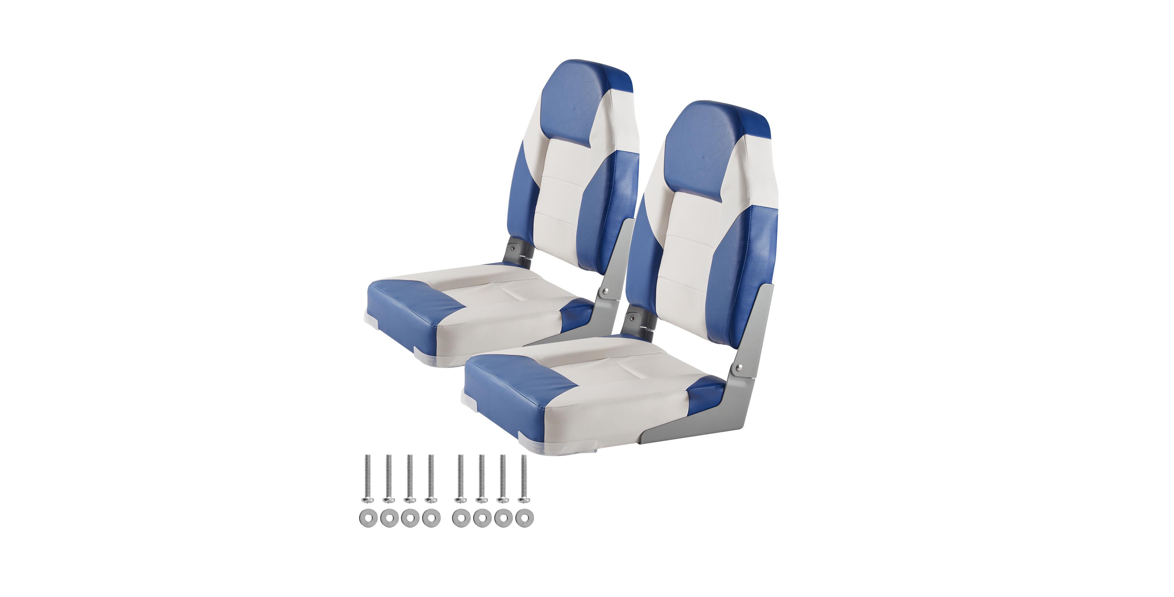 Sugift 2-Pack 21.85 Inch High Back Folding Boat Seats with Thickened Sponge Padding and Hinges