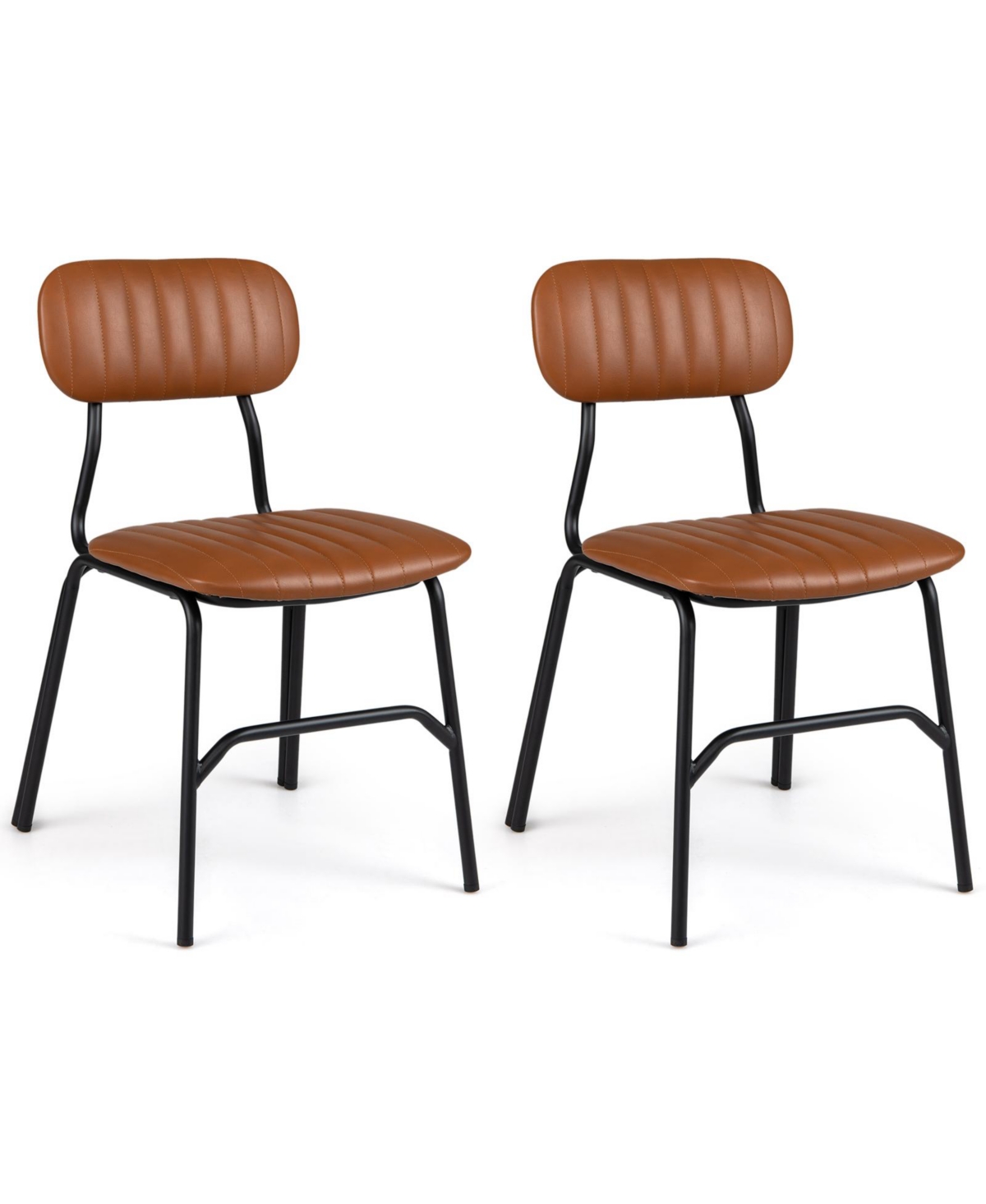 Gymax Modern Dining Chairs Set of 2 with Ergonomic Back and Metal Legs Exquisite Rivet