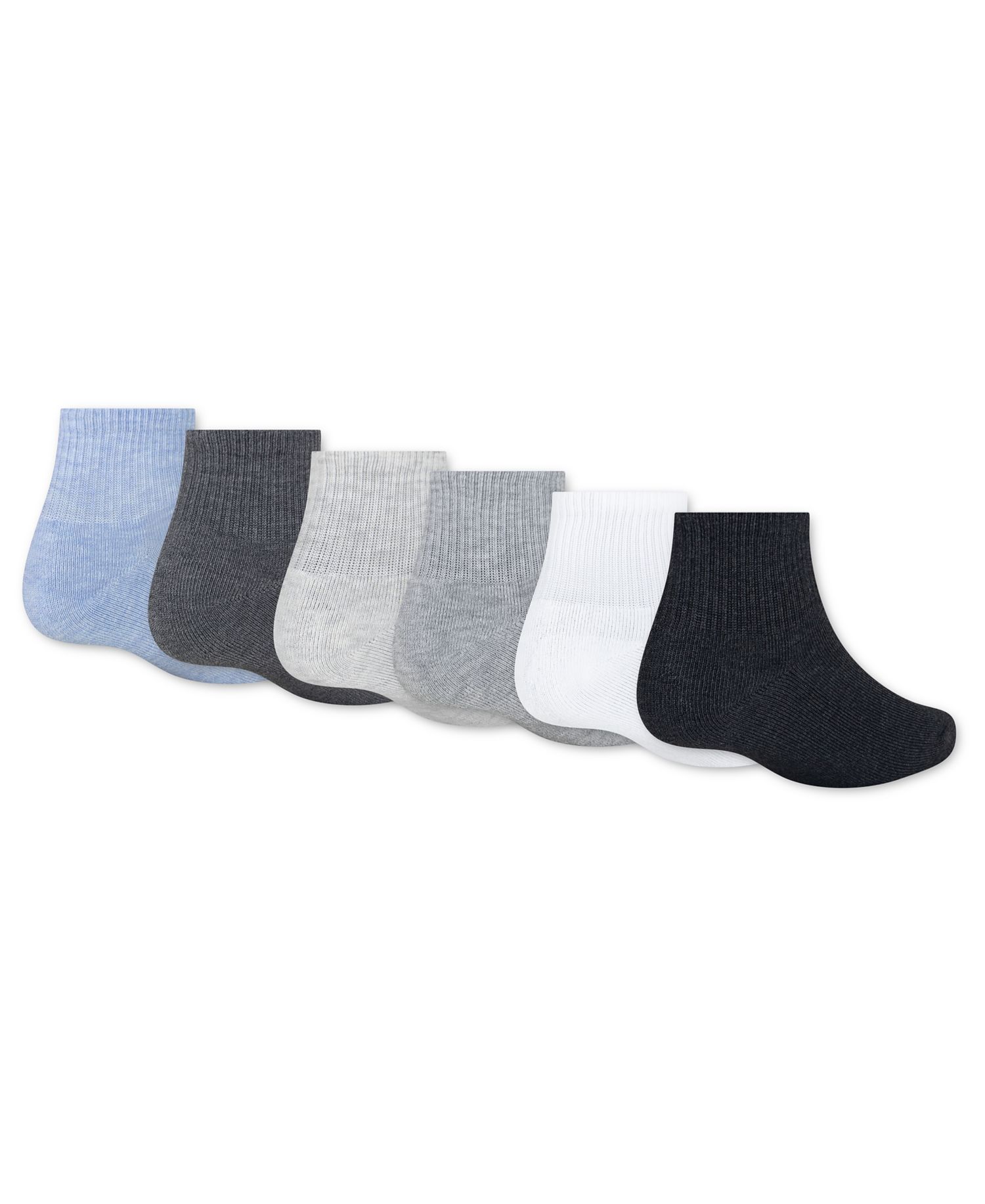 Boys' and Girls' Everyday Essentials Cushioned Ribbed Ankle Socks, 6-Pack