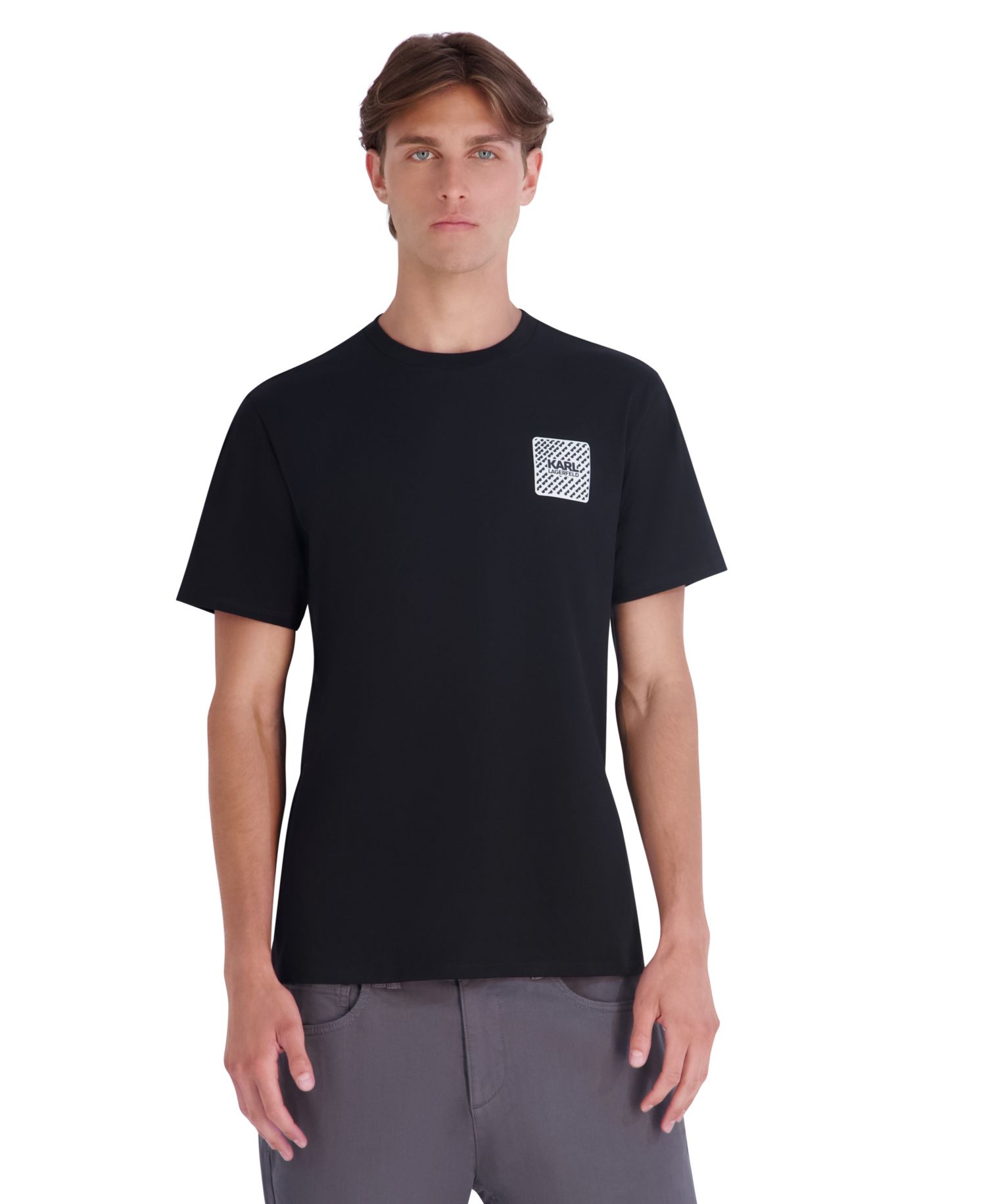 Men's Left Chest Patch Logo Modern-Fit Cotton T-Shirt