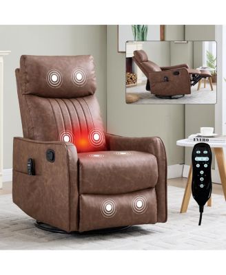  Faux Leather Rocker Recliner with Heat and Massage