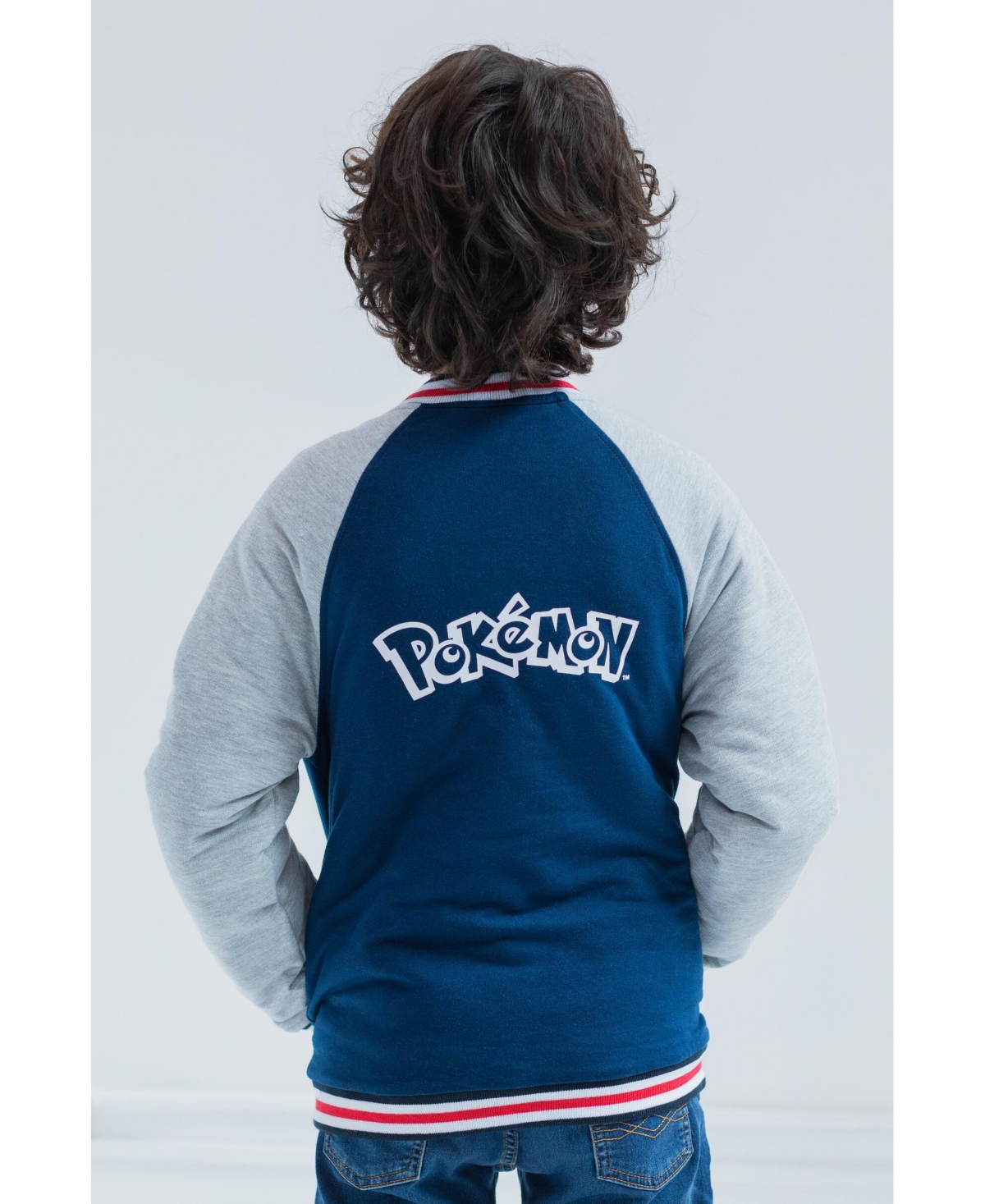 Pokemon Boy's French Terry Zip Up Varsity Bomber Jacket Little Kid to Big Kid