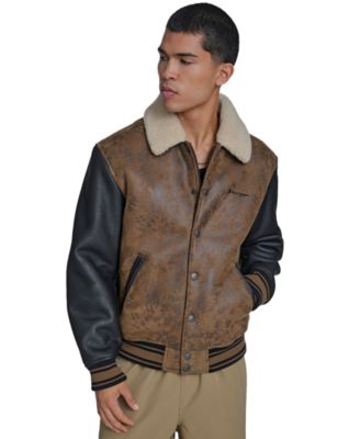 Men's Faux Shearling Varsity Jacket