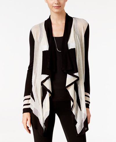 INC International Concepts Colorblocked Waterfall Cardigan, Only at Macy's