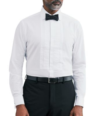 Men's Tailored Occasion French-Cuff Slim-Fit Pleated-Bib Dress Shirt