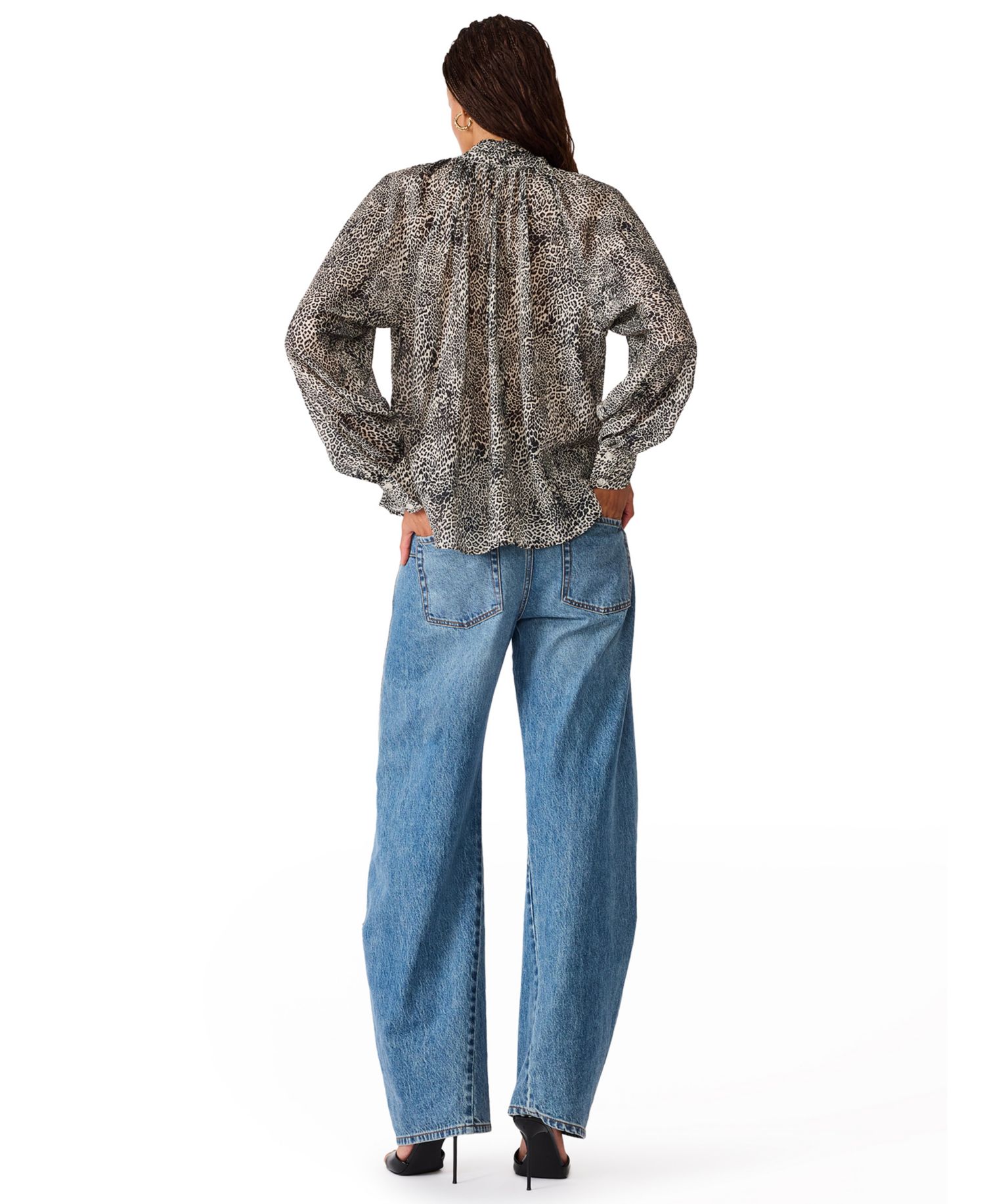 Women's Violette Animal-Print Sheer Long-Sleeve Blouse