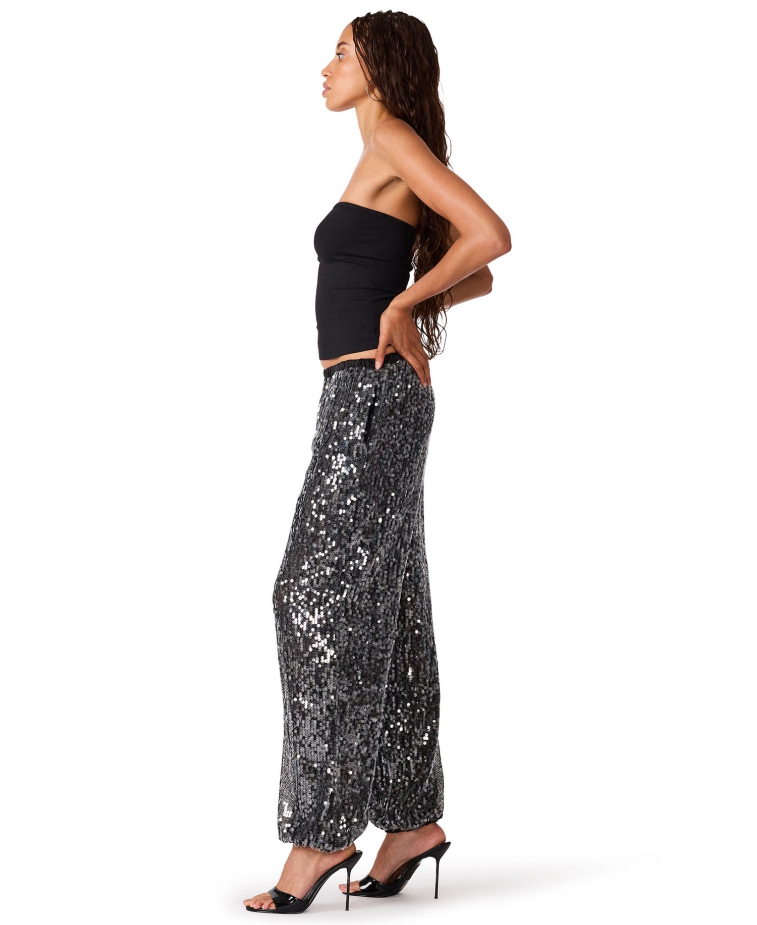 Women's Tiffanee High-Rise Sequined Balloon-Leg Jogger Pants