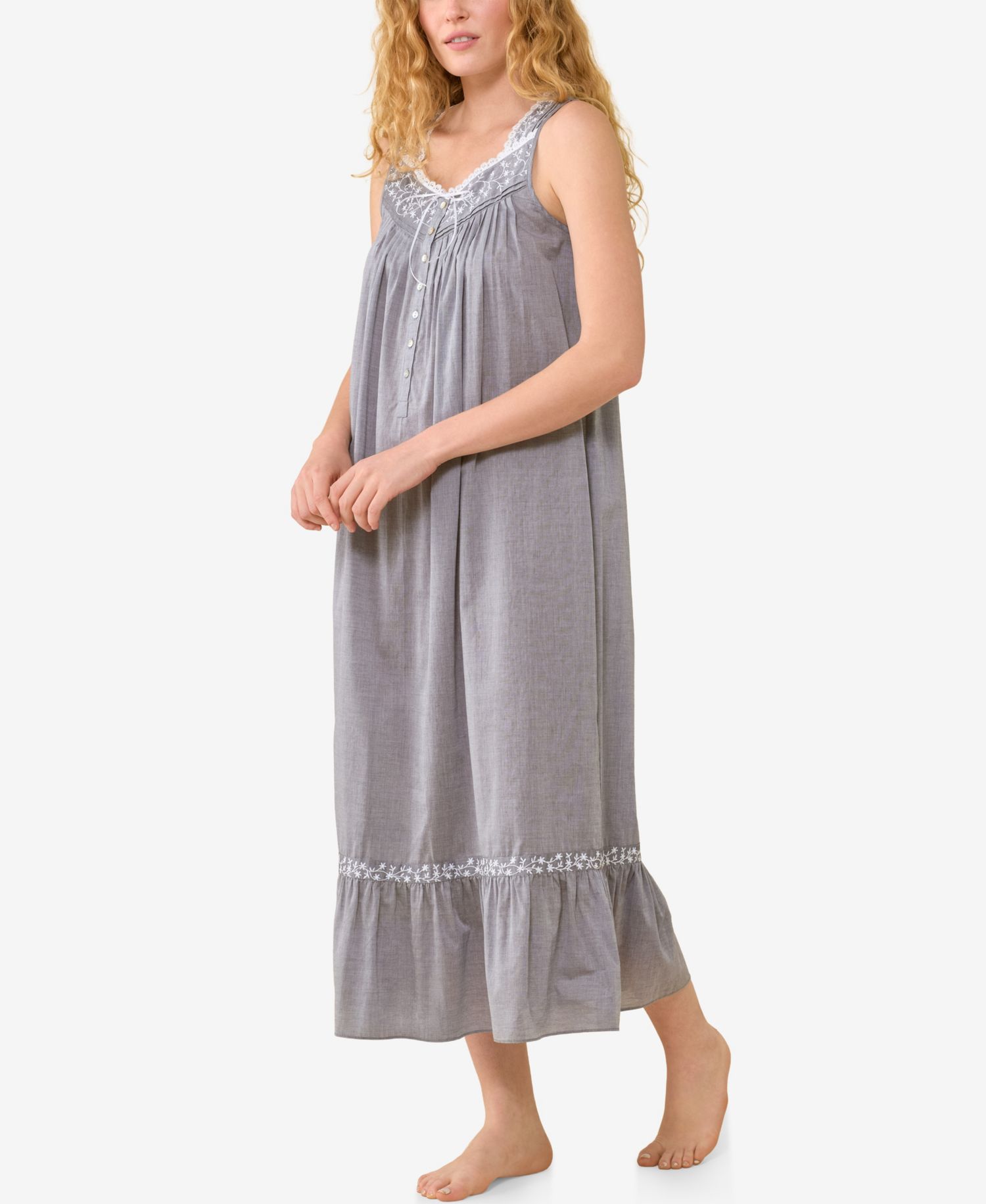 Women's The Eileen Ballet-Length Sweetheart-Neckline Button-Front Nightgown