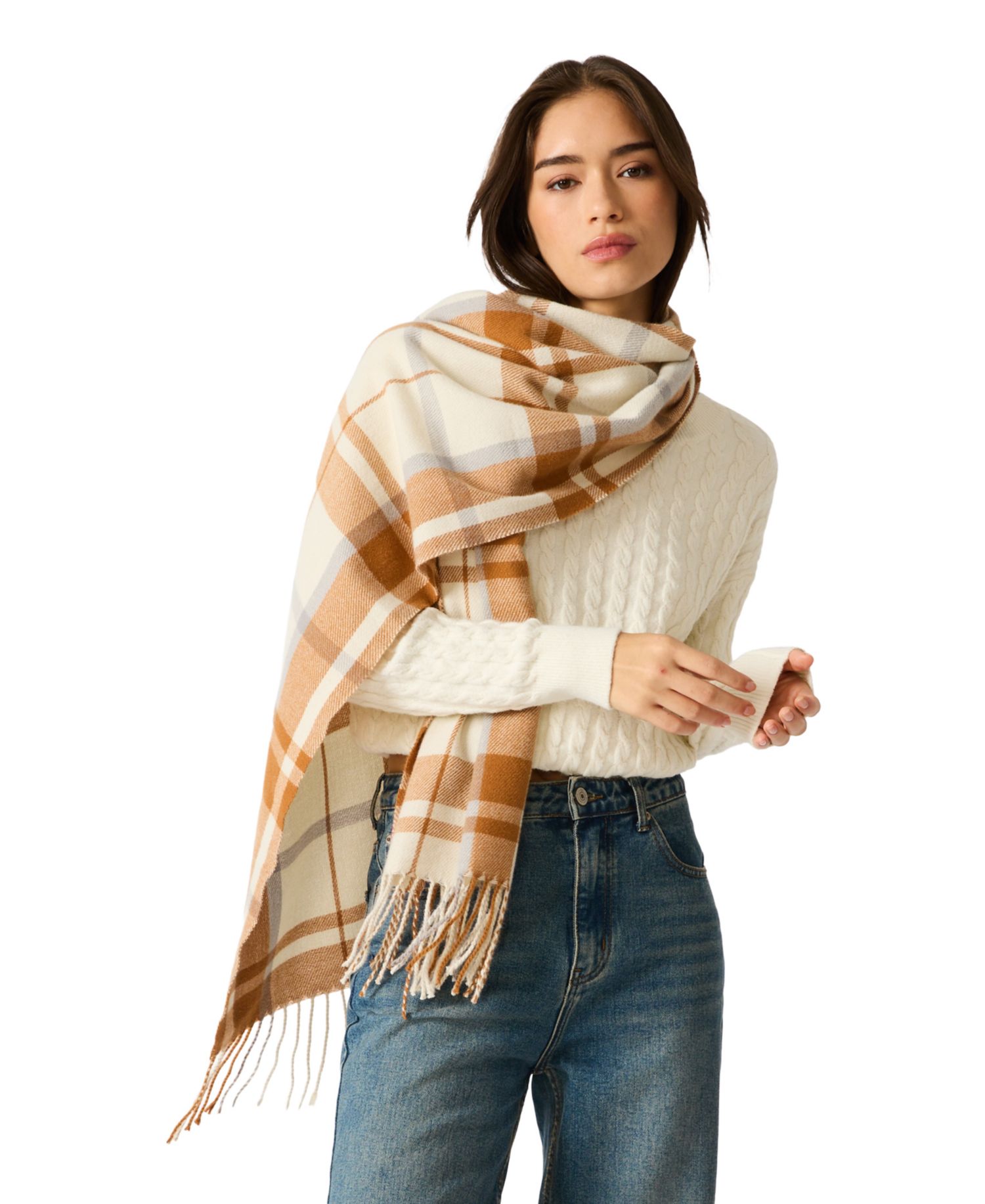 Enlarged Plaid Pattern Scarf