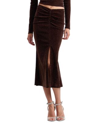 Women's Metallic Dot Dipped Waistline Midi Skirt