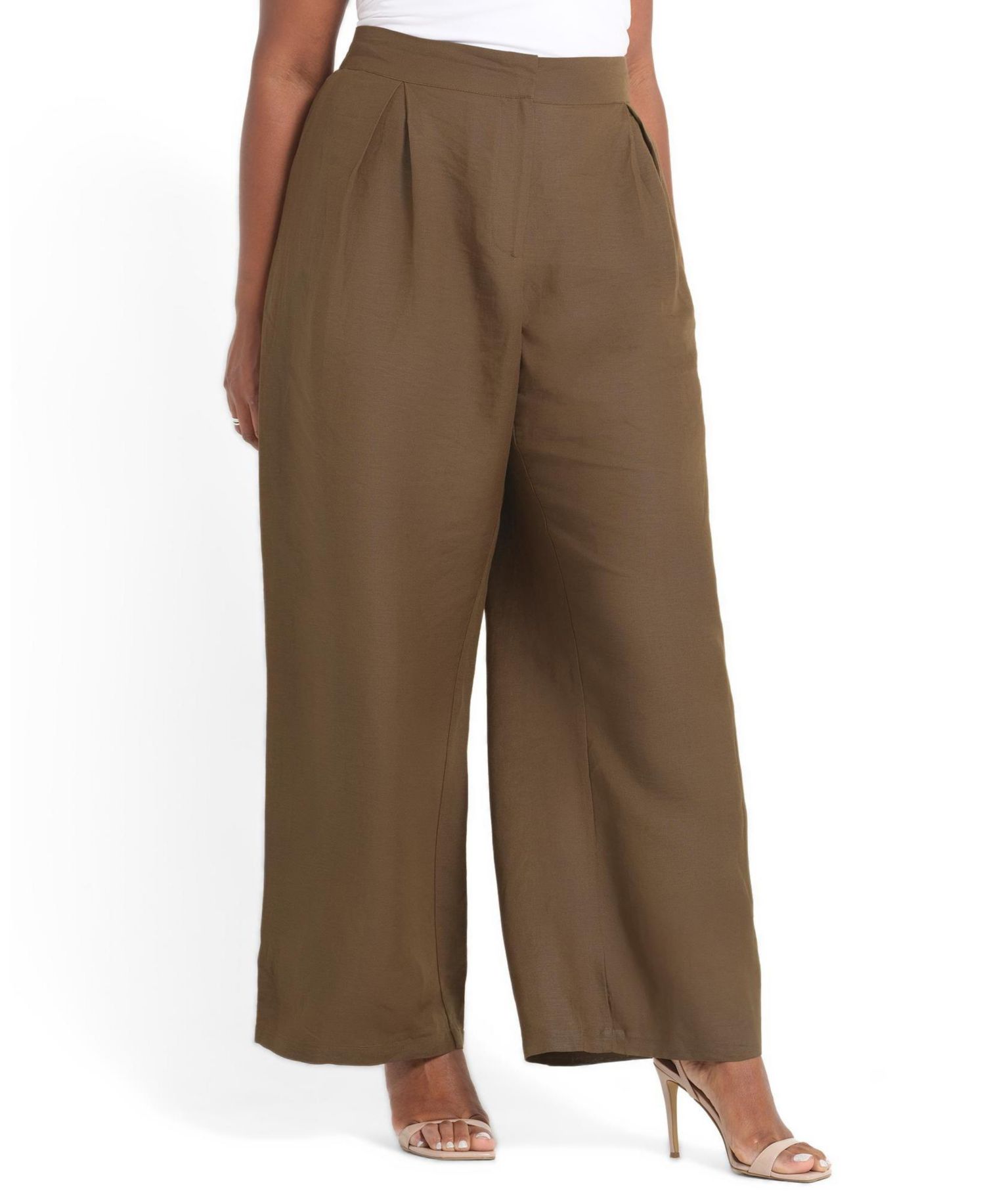 Women's Katrina Linen-Blend Pleated Wide-Leg Pants