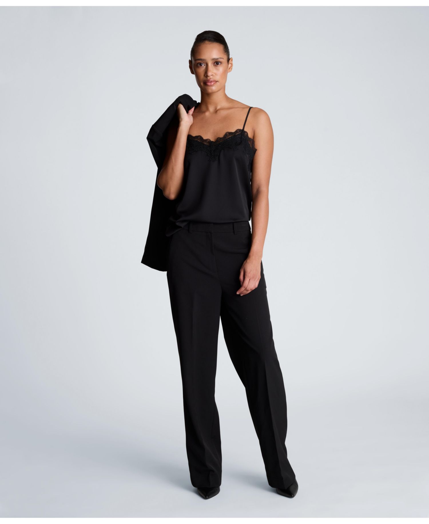 Women's Luxe Stretch Twill High Rise Wide-Leg Pants