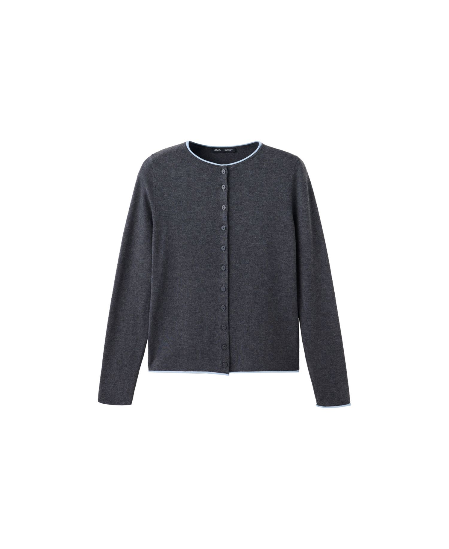 Women's Contrast-Trim Crewneck Cardigan