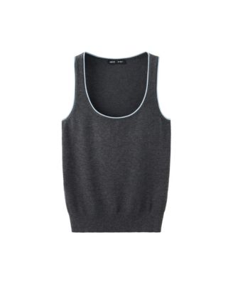 Women's Scoop Neck Contrast Trim Sleeveless Tank Top