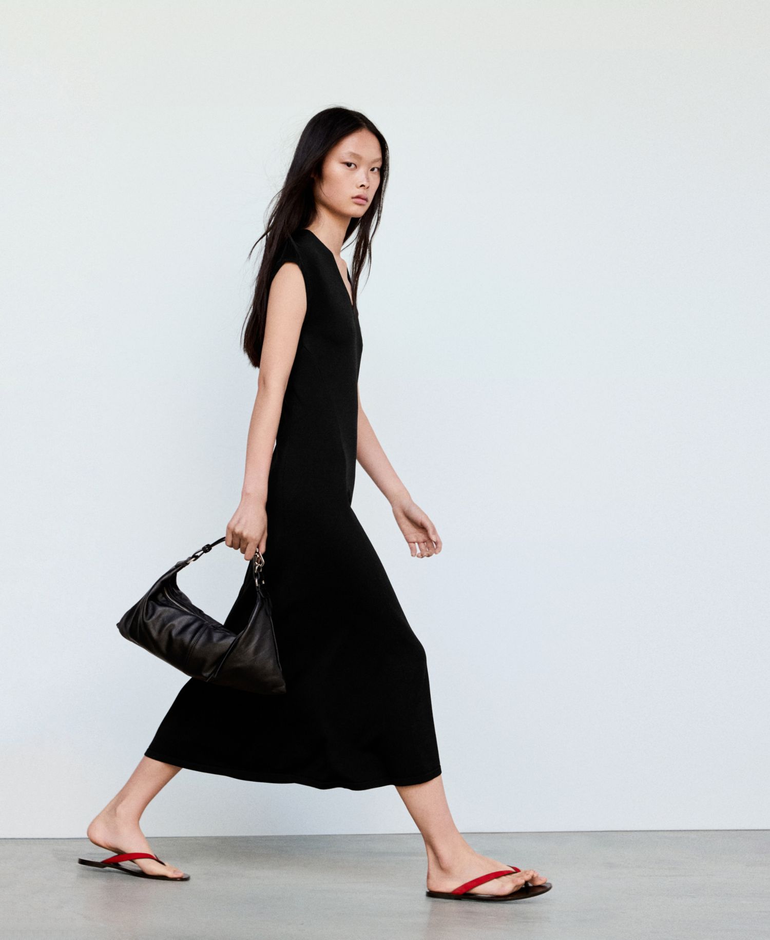 Women's V-Neck A-Line Midi Dress