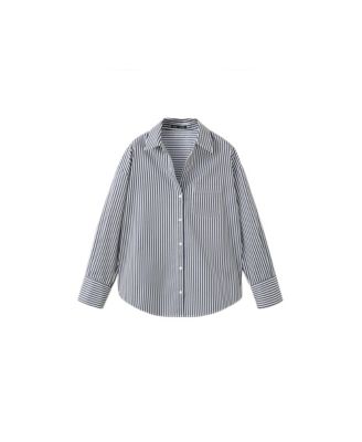 Women's Striped Long-Sleeve Button-Down Shirt