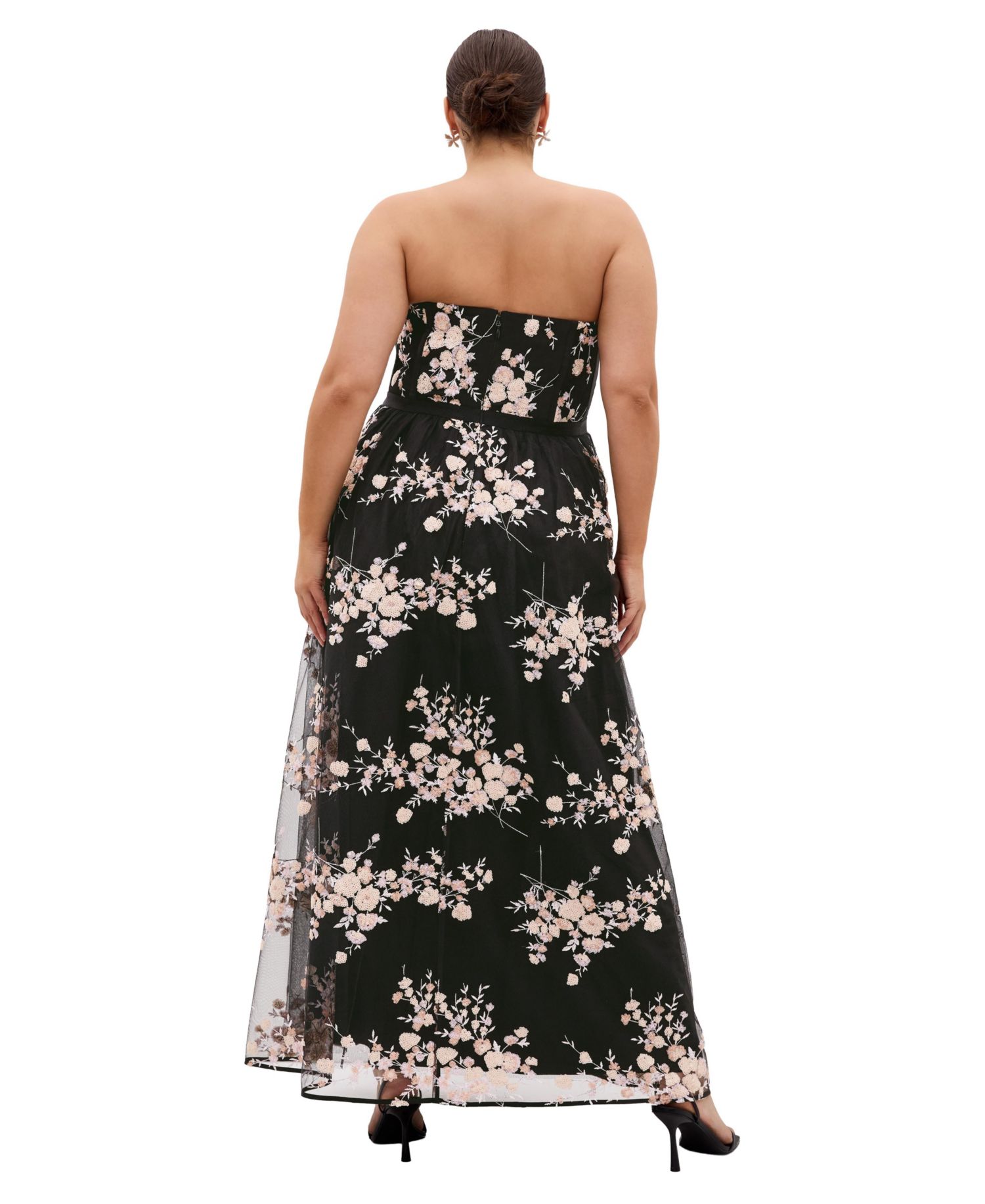 Plus Size Ambrosia Fit-and-Flare Embroidery Tulle Maxi Dress