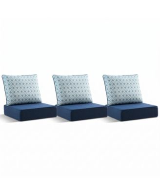 6" Thicker Outdoor Chair Cushion Set - 22 x 24 Waterproof Patio Furniture Cushions with Removable Cover