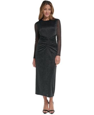 Women's Glitter-Knit Long Sleeve Mock Neck Dress