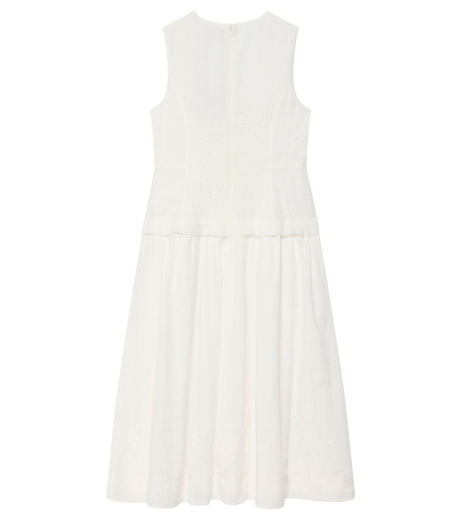 Women's Scalloped Sleeveless Drop-Waist Ramie Maxi Dress