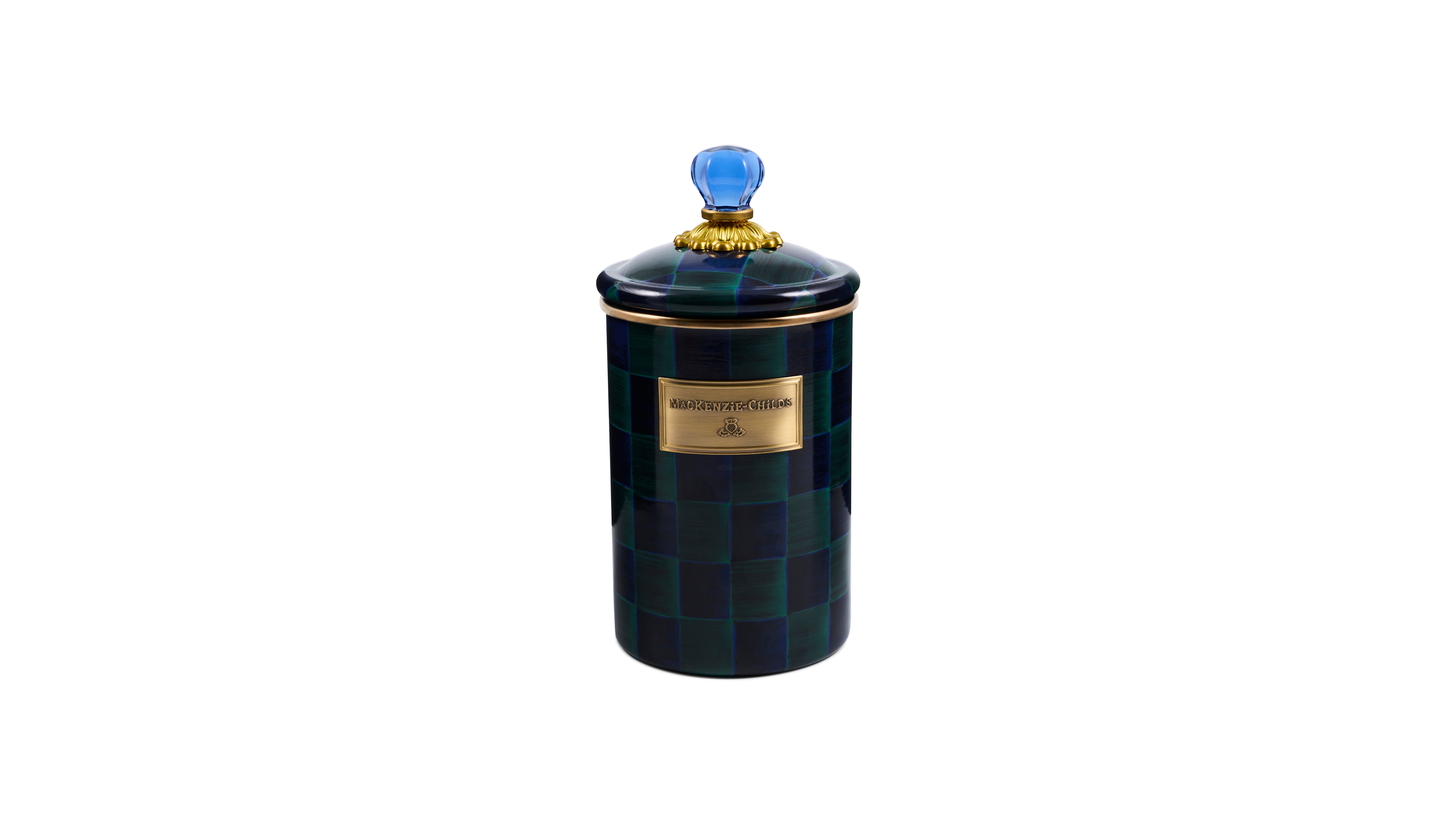 MacKenzie-Childs Juniper Check 64 oz. Large Canister