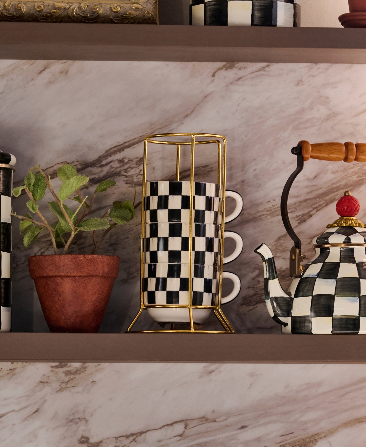 MacKenzie-Childs Courtly Check Cappuccino Cup Tower