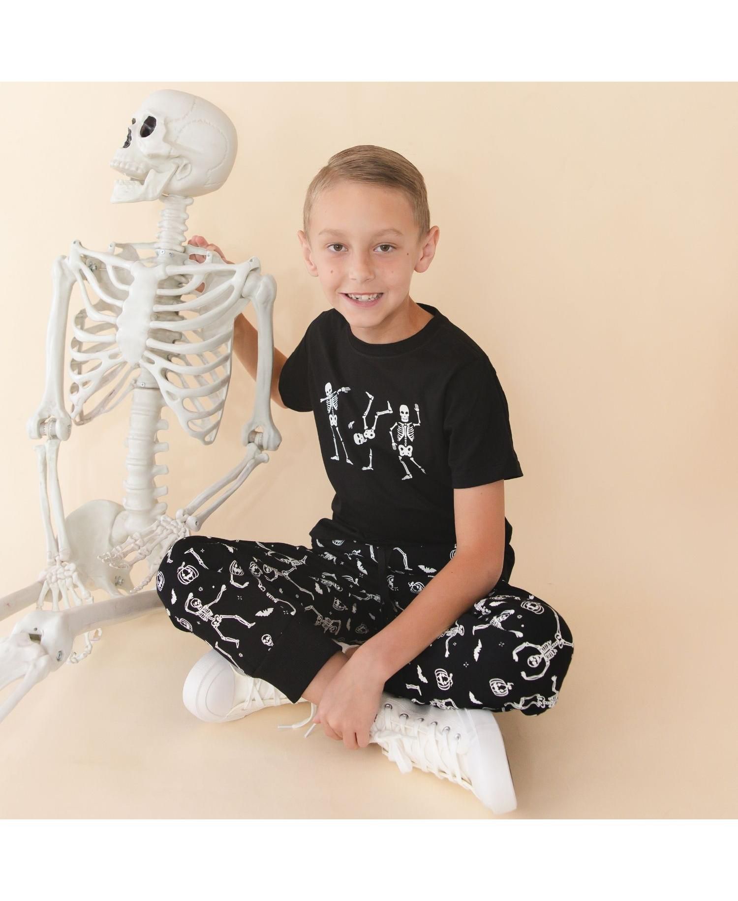 Boys' 4-7 Silly Skelly Glow-in-the-Dark Fleece-Lined Jogger
