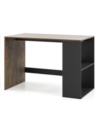 44 Inch Wooden Computer Desk with 2-Tier Side Bookshelf