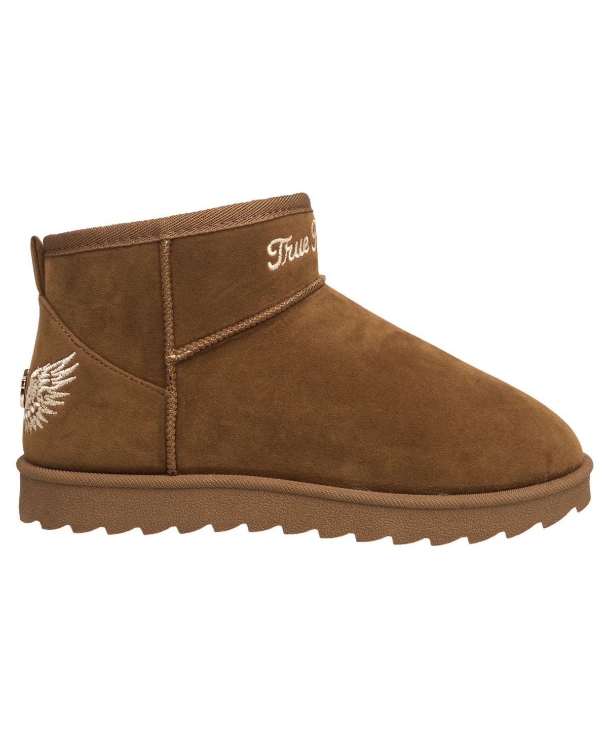True Religion Women's Lana Faux Suede Wings Logo Boot