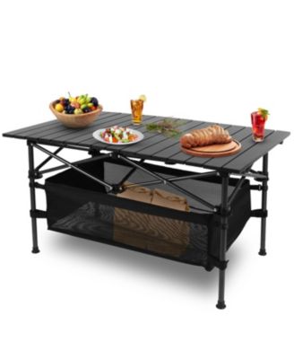 1Pc Folding Camping Table Portable Aluminum Roll-up Picnic BBQ Desk with Carrying Bag Heavy Duty Outdoor Beach Backyard Party Patio