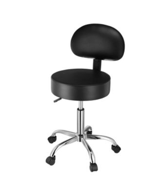 Round Rolling Stool Chair with Back Support and Wheels 450 Pound Capacity