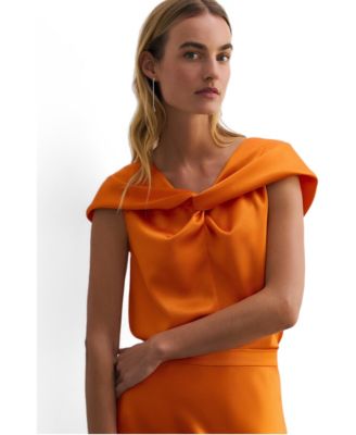 Women's Draped Bardot Knot Blouse
