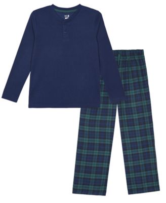 Boys' 6-14 Long-Sleeve Flannel Plaid Pajama, 2-Piece Set