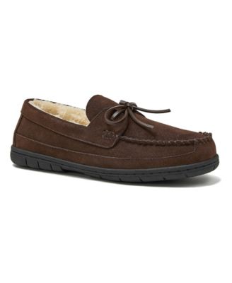 Men's Fuzzy Lined Lace Up Moccasin Slippers