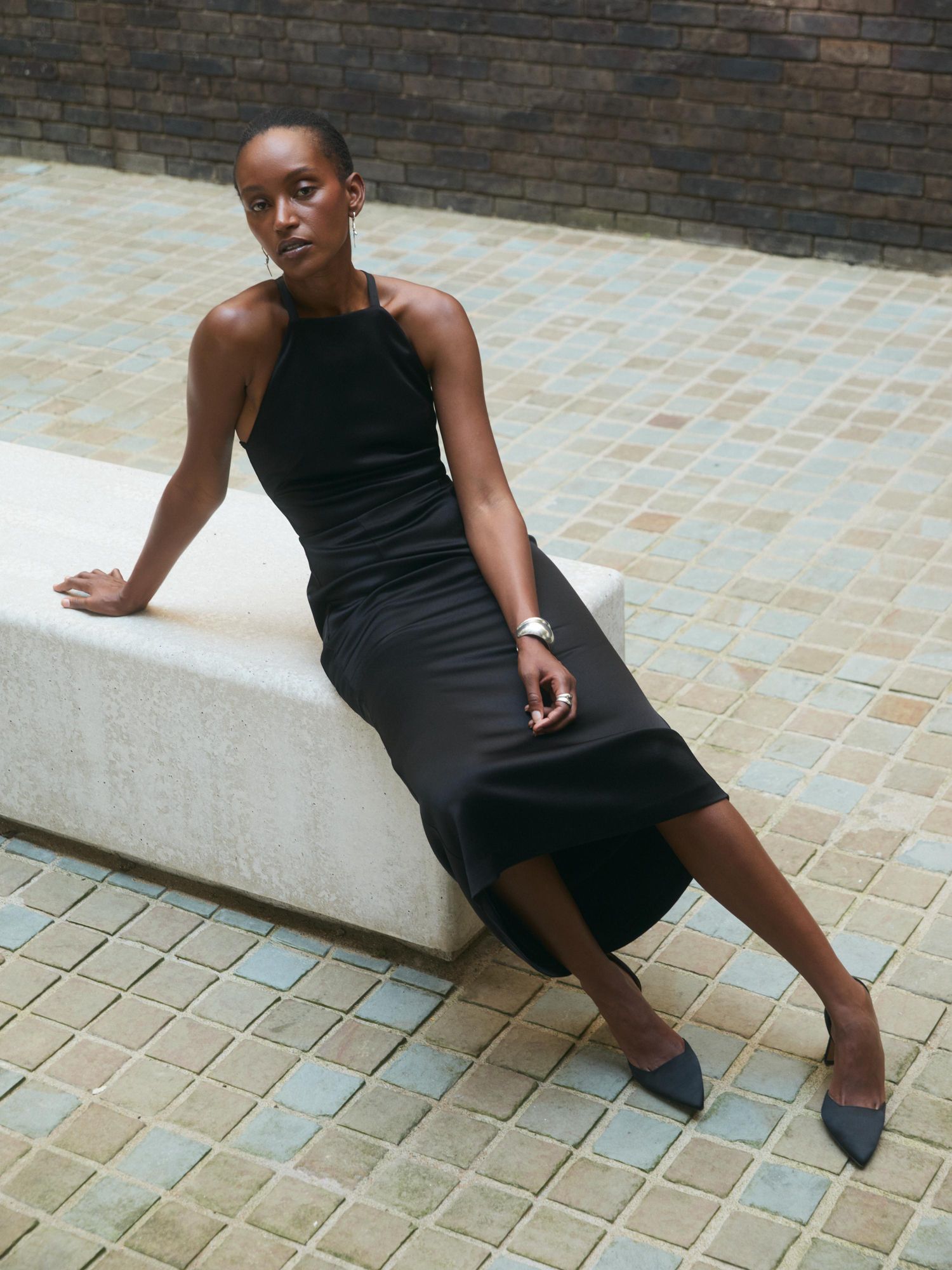 Women's Lucia Satin Halter-Neck Midi Dress