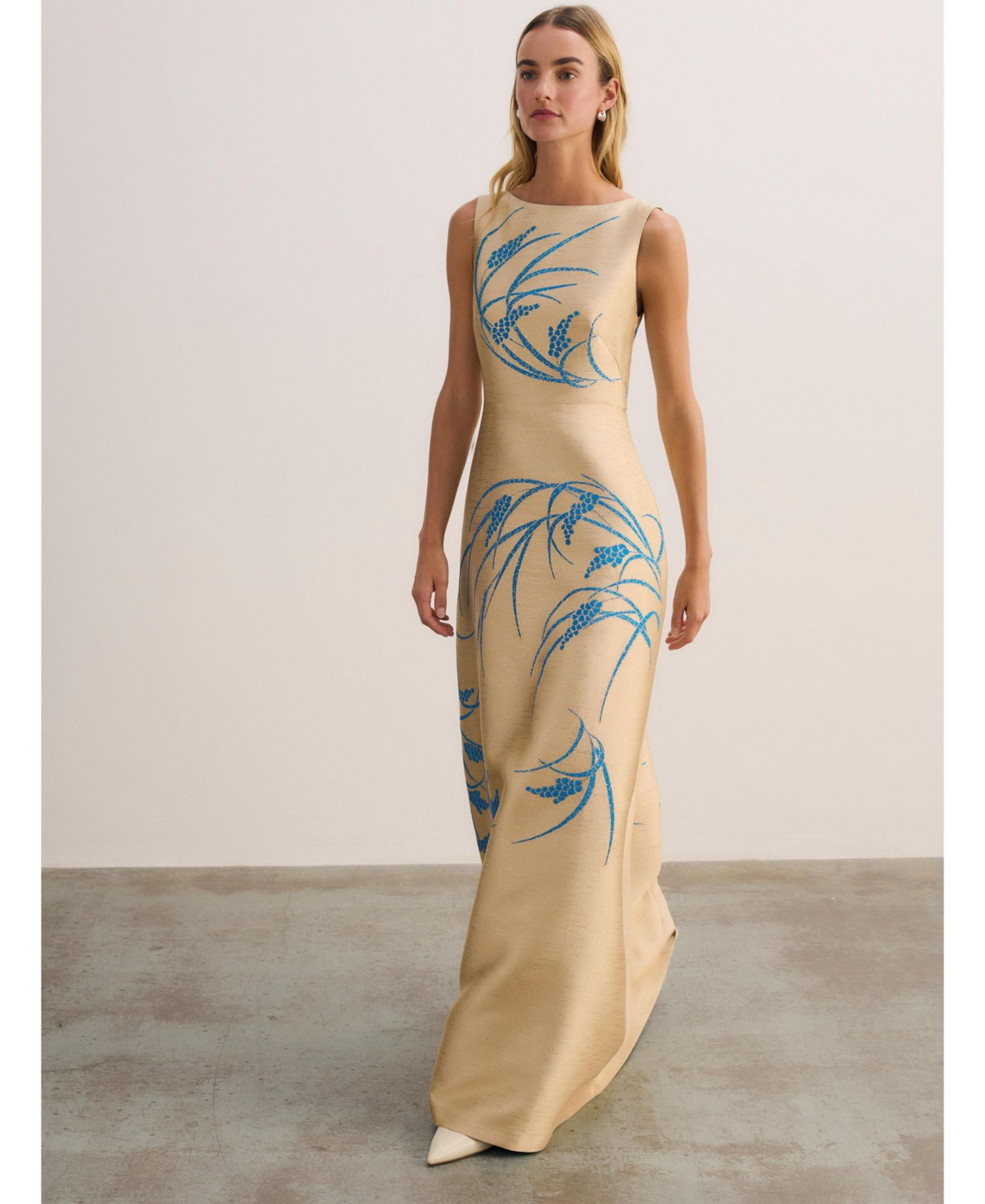 Women's Avila Embroidered A-Line Jacquard Maxi Gown