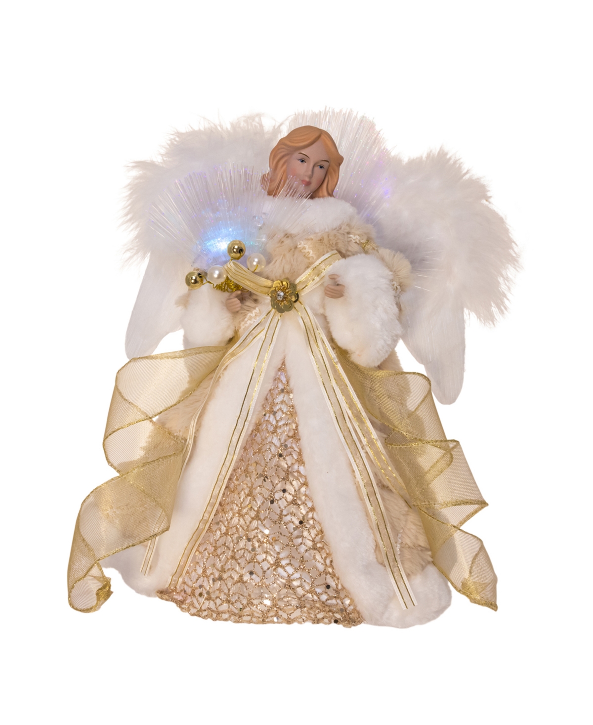 Kurt Adler 12" Fiber Optic Led Angel Tree Topper - Gold