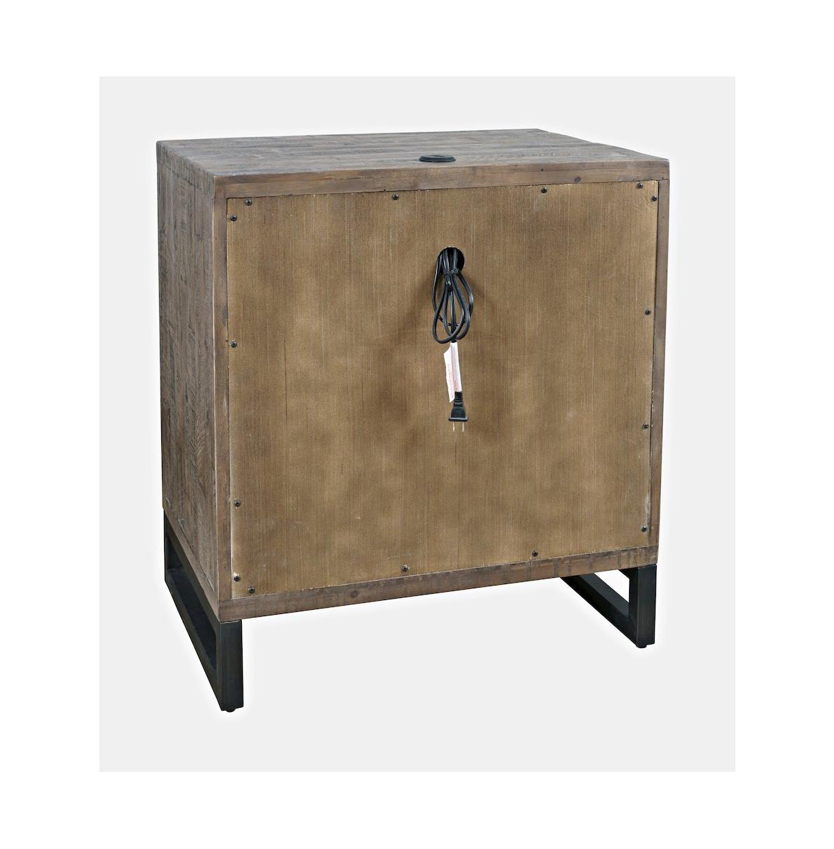 Jofran Modern Coastal 25" Distressed Solid Wood Nightstand with Usb Charging