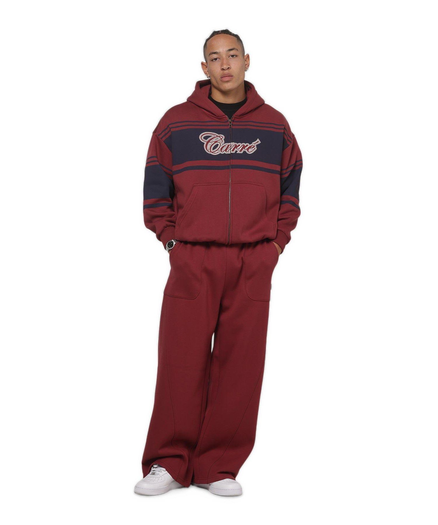 Men's Varsity Stripe Oversized Full Zip Hoodie