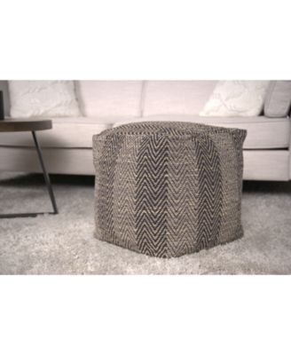 Handcrafted Chevron Cotton Ottoman Pouf, Zigzag Pattern Decorative Floor Footrest