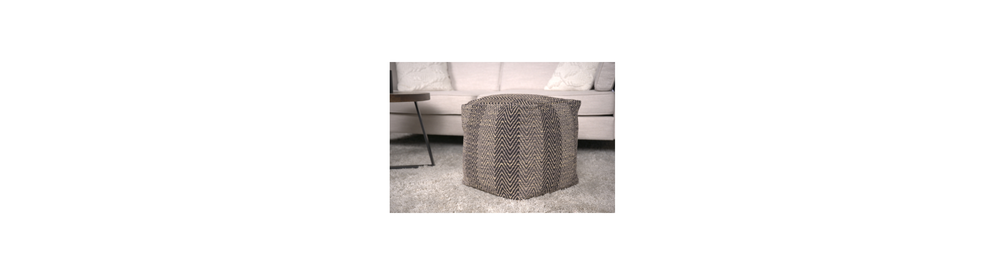 Flynama Handcrafted Chevron Cotton Ottoman Pouf, Zigzag Pattern Decorative Floor Footrest