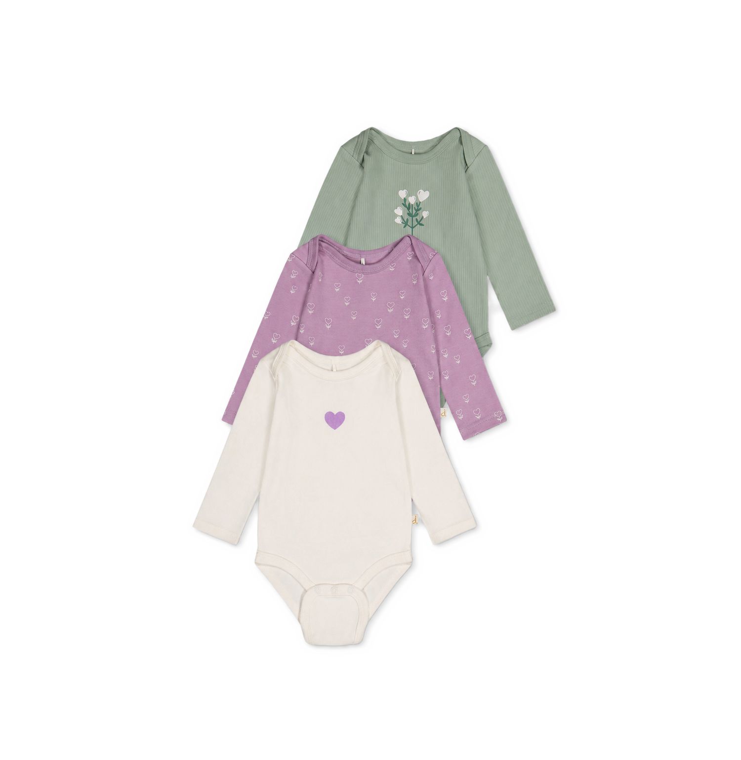 Baby Girls' Long-Sleeve Onesies, 3-Pack