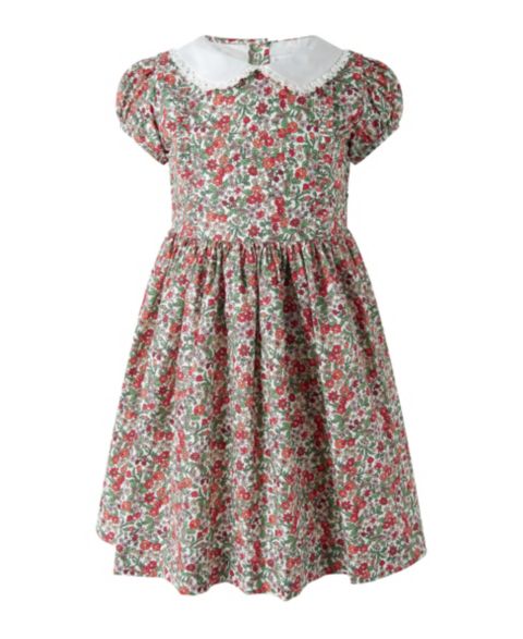 Платье Rachel Riley Botanical Frill Front Puff Sleeve Dress для девочек-малышей, цвет: Красный