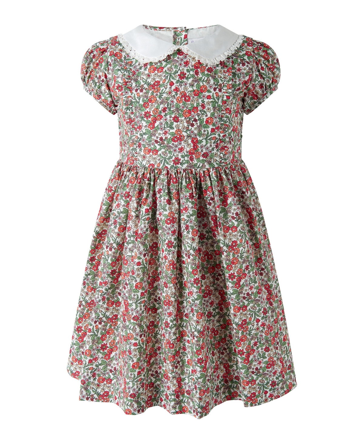 Rachel Riley Toddler Girls' 2T-5T Botanical Frill Front Puff Sleeve Dress